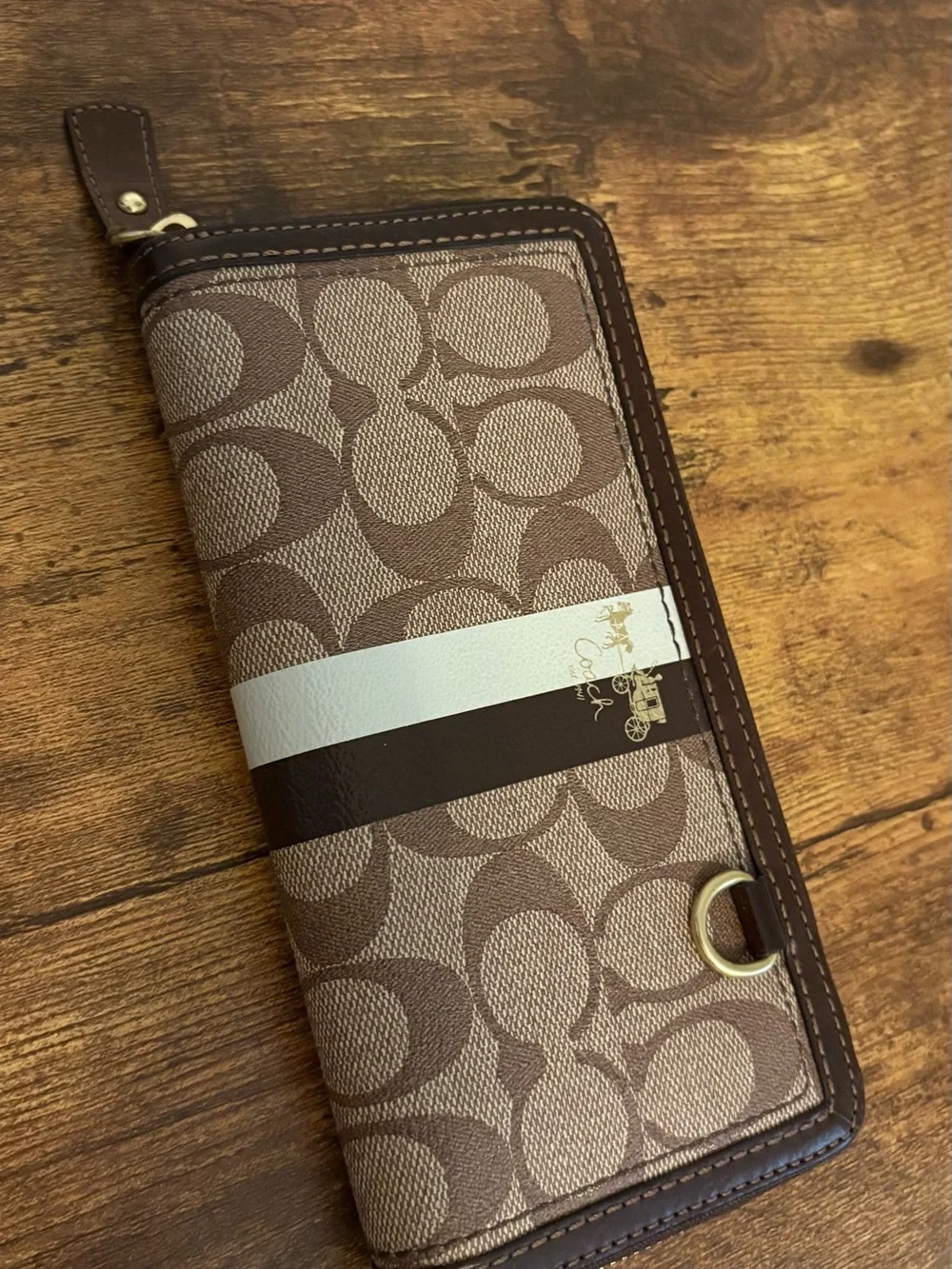 Vintage Coach Heritage Signature Stripe Zip Around Wallet